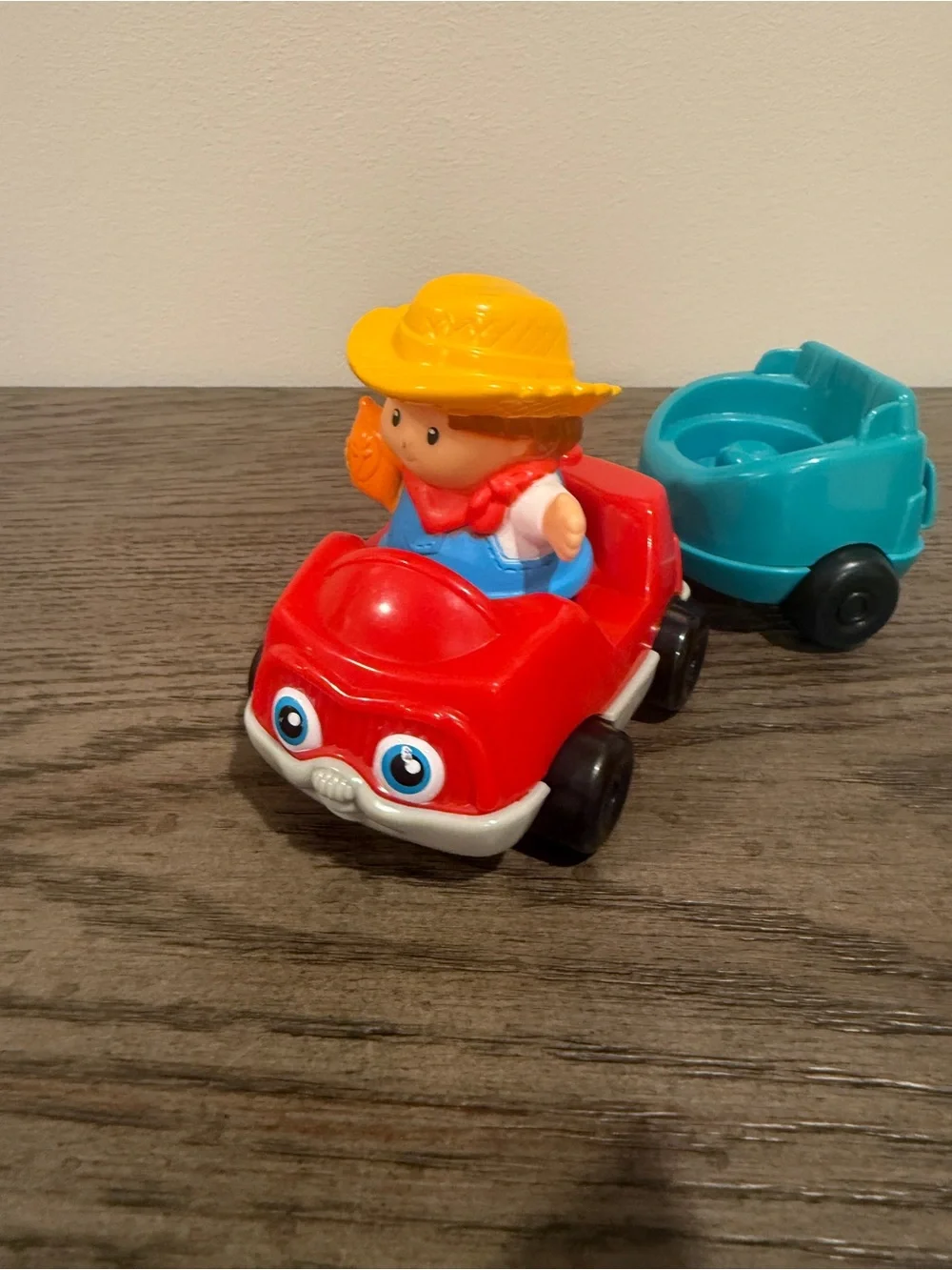 Fisher-Price Little People Push Car with Trailer Pull-Along Set 2001 Vintage